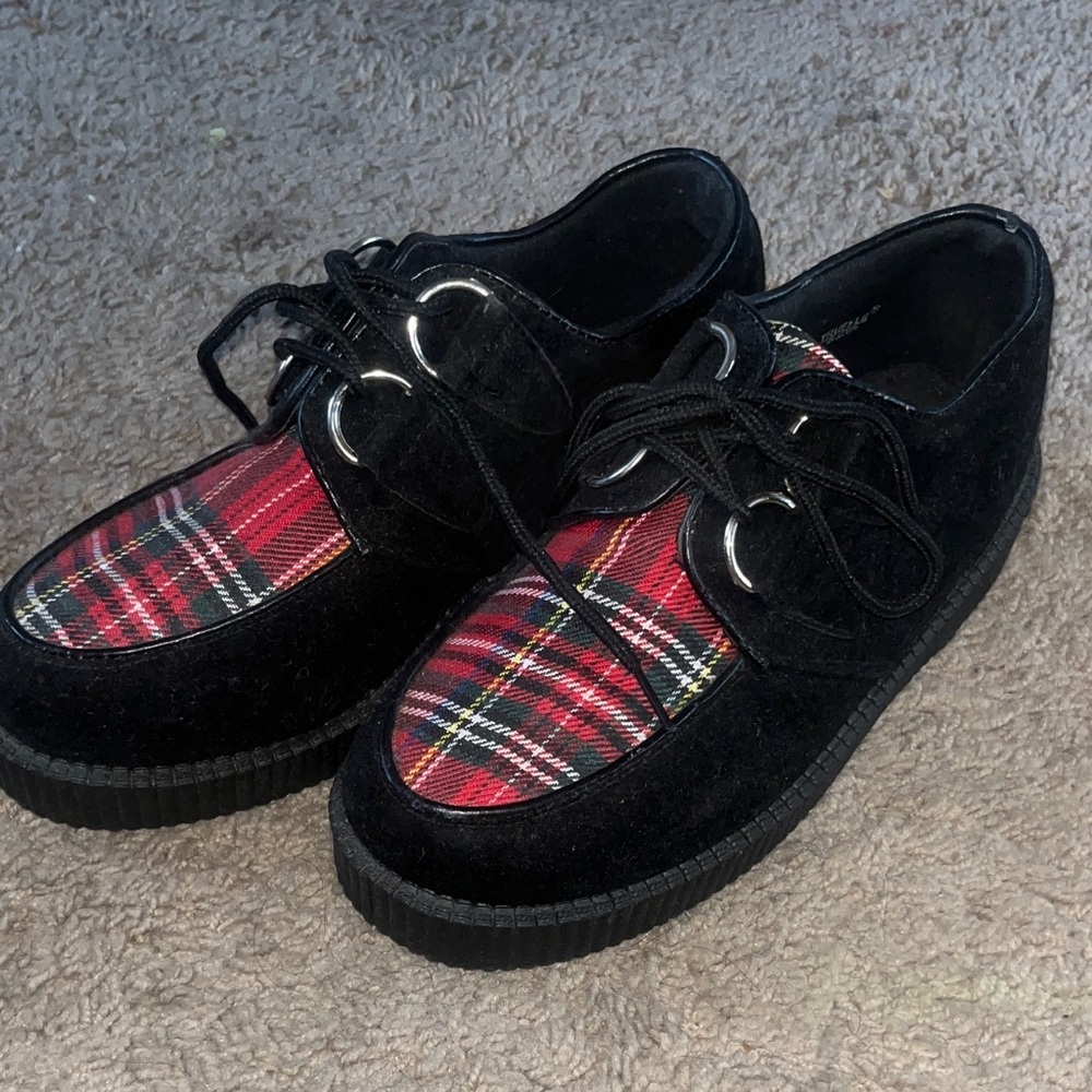 Plaid Black Kids Shoes